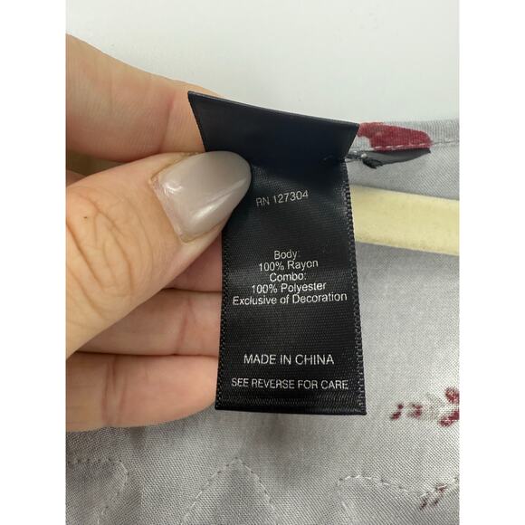 Ali Miles Gray Floral Embroidered Tunic Top Women’s 3X Romantic Roses - Picture 4 of 7